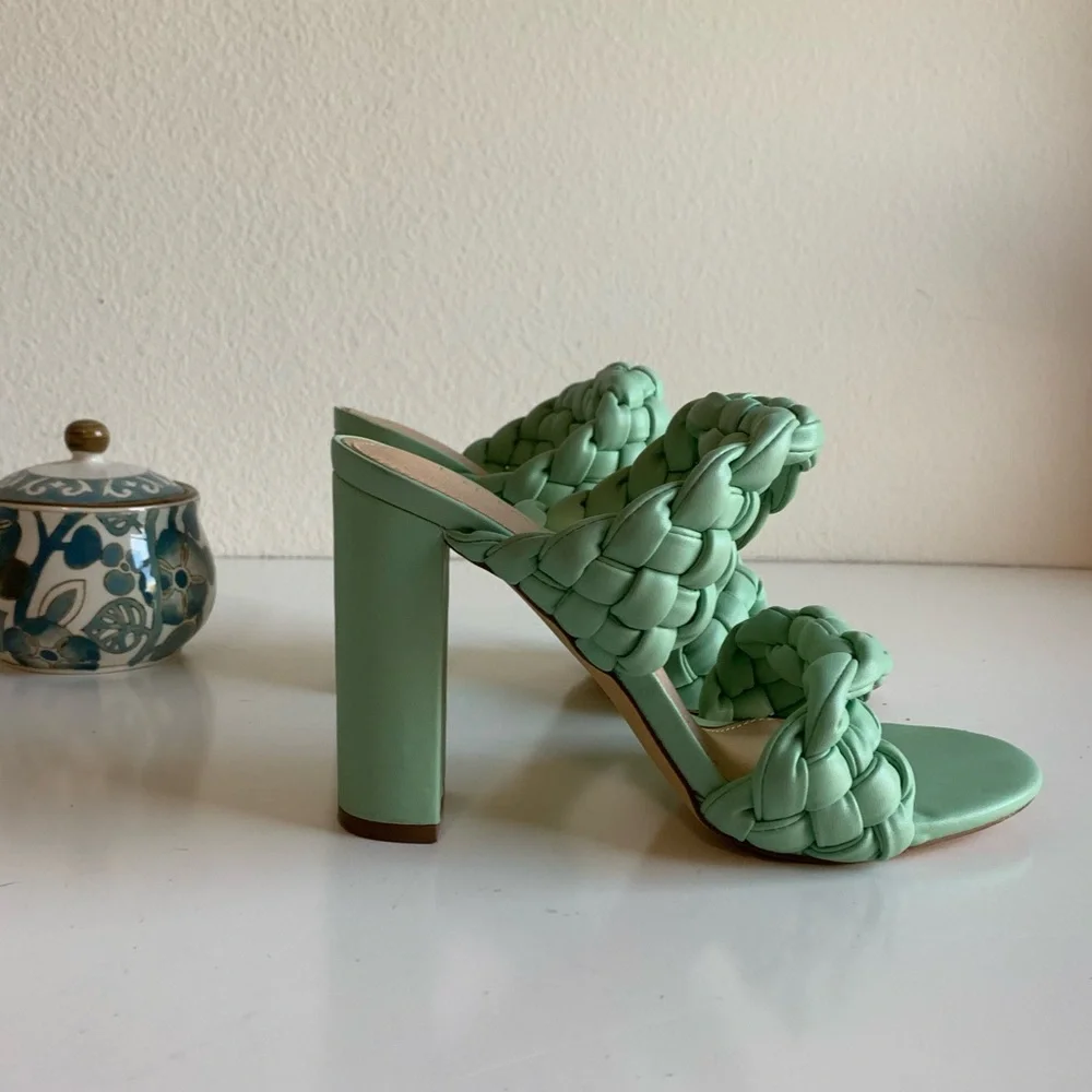 Liliana Twisted Mint sandals with braided straps chunky heel women's size 10